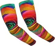 [FHEDVBN] Colorful Rose Arm Sleeves Compression Arm Covers for Men Women Outdoor Sun Sleeves Cooling Sports Sleeve, Black
