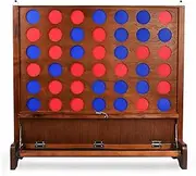 SPORT BEATS Giant Wooden 4 in a Row Games with Folding Tray to Catch Coins Set up on The Ground or Hang on The Wall Indoor and Outdoor Play Includes Shoulder Strap