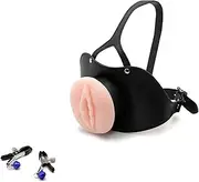 BELSIANG Oral Sex Mouth Gag,Large Model Leather Locked Blowjob Mouth Gags & Muzzles (Black, European and American Large)