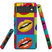 For Google Pixel 6 Case, Shielding Back Cover,Pop Art Lips