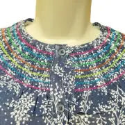 Boden Dress Womens Size 6 6L (US) Smocked Jersey Navy Blue Leafy Sprig Belt