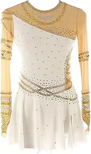 [Zagitova] Figure Skating Dress for Girls Breathable Graceful Women Competition Patchwork Dance Outfits with Rhinestone