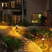 2Pcs 9LEDs Solar Garden Lights Outdoor Stake Lamp IP65 Waterproof Stand Lamp -Flashing Yellow