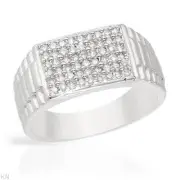 Elegant Gentlemens Ring W/1.08ctw CZ Made in 925 Sterling Silver Size 10