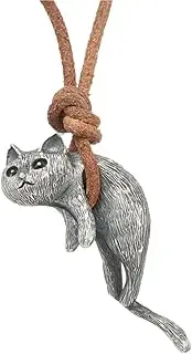 [LVGPH] Cat Pendant Necklace - 3D Cat Charm, Silver Cuban Link Chain, Gothic Padlock Choker for Men & Women, silver plated surface