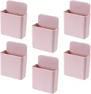 HONMEET 6Pcs Wall Mount Phone Holders Punch Adhesive Remote Controller Stands Durable Storage for Living Room Bedroom Organize Phones Remotes Compact Design