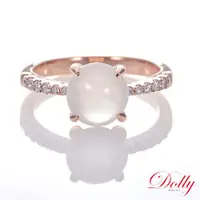 在飛比找ETMall東森購物網優惠-Dolly 18K金 緬甸冰玻種白翡玫瑰金鑽石戒指