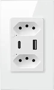 Fahgaer Brazil WiFi Smart Wall Socket with Type-C USB Port Individual Control,Tuya Smart Outlet Plug,Work for (White)