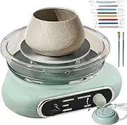 Pottery Kiln, Electric Pottery Wheel with 9 Accessories, Speed ​​Adjustment, Mini Pottery Wheel, Removable for Cleaning, Clay Ceramic Shaping Art DIY Work Tool Kit, Independent Pedal Green