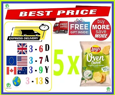 5 LAYS Oven Baked Yoghurt With Herbs 50% LESS FAT Potato Chips Crisps Snack 110g