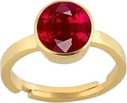[LMDPRAJAPATIS] 16.60 Carat Natural Certified Ruby/Manik Birthstone/Astrology/Rashi Ratan Adjustable Gold Plated Ring for Men & Women, Gemstone, Ruby