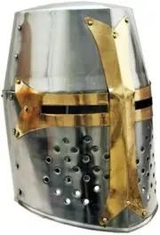 SIFAAT WORLD 14” Decorative Barrel Brass Crusader Helmet, Christmas &CyberMonday