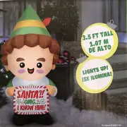 Buddy the Elf Airblown Inflatable 3.5 ft LED Gemmy 2024 Santa OMG I Know Him New