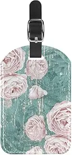 [WOSHJIUK] Luggage Tags,2 Pack Labels Suitcase Tags,Pink Rose Retro Wood,Luggage Tags Privacy Protection Travel Bag Tag