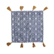 Sofia Blue Printed Tassels Cushion Cover 43 x 43cm