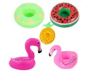 Inflatable Drink Holders Inflatable Cup Coasters Drink Floats Swimming Drink Holder-Small flamingo + large flamingo + watermelon + lemon + pineapple