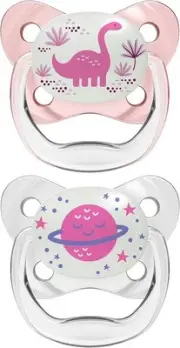 Dr Brown's: PreVent Glow In The Dark Pacifier - Pink/White 2 Pack (6-18 Months)