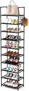 [HHWRT] 10Tier Shoe Rack, Large Capacity Shoe Organizer Storage Shelf, Shoe Storage Organizer, Multi Layer Non Woven Fabric with Hook for Entryway, Closet, Bedroom Space Saving Design