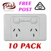 10 x Double 10AMP Power Point - DOUBLE POLE - CARAVAN GPO - FREE SHIP