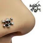 Skull & Crossbones Nose Stud Piercing 22g (0.6mm) 925 Sterling Silver Straight