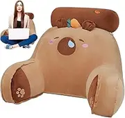 Capybara Bedside Cushion,Reading Pillows for Sitting in Bed with Armrests in Capybara Carrot Pattern - Unique Comfy Sofa Plush, 25.59x17.72 Inches Bed Rest Plush, Chair Cushion