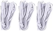 3 Bags Flat Elastic Rope Cord Bands 0.6cm 10m 32.8ft Strong Durable Polypropylene Fiber for Clothing Sewing DIY Craft Projects Black White (White)