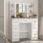 Dressing Table with Led Mirror 7 Drawers Set Make up Desk Vanity Table 10 Lights