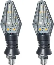 Motorcycle Turn Signal Lights Amber 10mm 12V LED Moto Indicator Lamp Universal Front Rear Turn Signal LED Lights(2 Pcs)