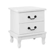 Kubi Bedside Table with 2 Drawers - White