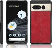 Case Compatible with Google Pixel 7 Pro 5G,Compatible with Google Pixel 7 Pro 5G [PU Leather Texture][PU+PC+TPU] 3 in 1 Camera Protection Cover Red