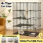 Cat Cage Enclosure Crate XL DIY Rabbit Bunny Ferret Hutch Cattery House 4 Tier