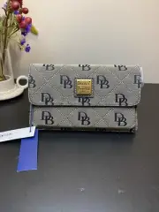Dooney & Bourke Milly Monogram Wristlet Clutch Bag Purse Handbag in Black/ Gray
