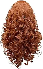 Suesacy European and American Style Women'S Brown Long Curly Wig Wool Curly Wig Medium Parted Chemical Fiber Wig