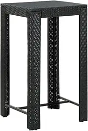 'vidaXL Black Garden Bar Table - Modern Design Poly Rattan Table - Durable Construction, Suitable for Indoor and Outdoor Use - Square Table