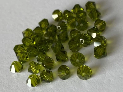 10 Genuine Swarovski Olivine 6mm Bicone Free post