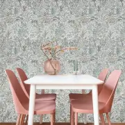 Embossed botanical green tan off white Textured floral branches wallpaper rolls