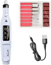 YIMART USB Electric Nail Drill - Portable Professional Manicure Pedicure Machine for Gel Nails With 6 Drill Bits and Polishing Tools Kit (White)
