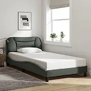 vidaXL King Single Bed Frame with Headboard - Dark Grey, Fabric, Contemporary Waved Design, Foam-Filled Comfort, Bedroom Furniture