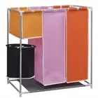 vidaXL 3-Section Laundry Sorter Hamper with a Washing Bin 2BB