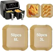 [TOKSEO] Pack of 100 Baking Paper for Hot Air Fryer, 6/3.1 L Airfryer Baking Paper for Hot Air Fryer Philips Dual Basket Airfryer 3000 Series, Moulinex, Tefal EY901810