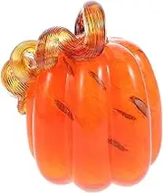 Ciieeo Glass Pumpkin Figurine Artisan Crafted Fall Decor for Halloween Thanksgiving Pumpkin Ornament for Home Tabletop Decoration Harvest Pumpkin Decor