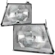 Headlight Assembly Set For Ford E-150 Econoline 92-1996 Chrome Housing Halogen (for: Ford)