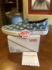 2020 Supreme Hole Punch Denim Blue Vans Slip-On SS20 VN0A38DD2DD Size 9.5 New