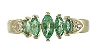 [Gin & Grace] Women's 10K Yellow Gold Natural Zambian Emerald Ring With Natural Diamonds Marquise-Cut Emerald Ring (GJ15454R-EM-7-P)