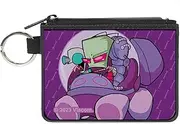 [Buckle-Down] Nickelodeon Zip Around Wallet, Zip Clutch, Invader Zim and GIR Voot Cruiser Pose and Bone Purples, Canvas, Purple, X-SMALL, Casual