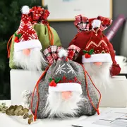 3D Faceless Santa Christmas Gift Bag Candy Bag Christmas Favor Bag Drawstring Bag Holiday Wrapping Bag