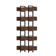Artiss 5 Tiers Bookshelf Cube Storage Bookcase Metal Walnut