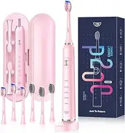 JTF Sonic Electric Toothbrush for Adults, Power Toothbrushes with 6 Brush Heads and Portable Travel Case, 2 Min Auto Timer Rechargeable Tooth Brush, IPX7 Waterproof USB Fast Charging