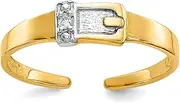 [JewelryWeb] 14k Solid Yellow Gold .01ct Diamond Buckle toe ring-toe ring for Women
