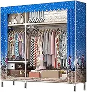 Wardrobe Canvas Wardrobe Portable Wardrobe Shelves with Hanging Rail, Shelves, Clothes Closet Storage Organizer for Bedroom, Living Room,A-123X45X170cm